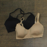 Carole Hochman 2-Pack Comfort Bra Wire Free Molded Cups Straps Black / Taupe L