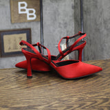 A New Day Womens Rosemary Heels Satin Strappy 94646857 Red 8M