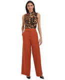 Calvin Klein Womens Whitney Wide-Leg Work Wear Dress Pants Tera Orange Brown 8