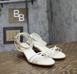 Schutz Womens Alexandra Mid Block Sandals Pearl Off White 8.5B