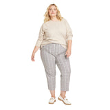 Ava & Viv Womens High-Rise Tapered Pants 89557691 Cream Plaid Off White 26