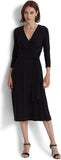 Lauren Ralph Lauren Belted Surplice Jersey V-Neck Dress 250769904004 Black 12