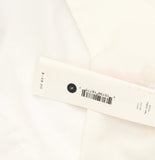 Aqua Linen Blend Square Neck Button Front Collarless Jacket Ivory Off White S