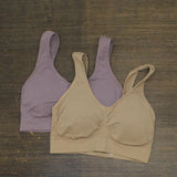 Rhonda Shear Womens 2 Pack Modal Seamless Bra 681487 Brown / Purple M
