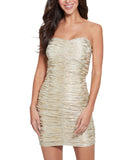 GUESS Womens Strapless Sleeveless Solane Metallic Bodycon Dress Gold Multi 2