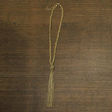 Fashion Braided Twist Seed Bead Knot Tassel Necklace Gold / Green 24" + 3.5"