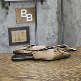 A New Day Womens Camille Satin Slingback Bow Flats 94648294 Brown 8M