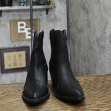 Sun + Stone Womens Brennaa Western Stitching Cowboy Booties Ankle Boots Black 7M