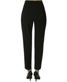 Adrienne Vittadini Womens Ponte Pull on Pants with Side Slits Black L