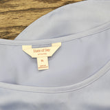 State Of Day Womens Silk Touch Woven Pajama Shirt Top Eventide Blue XL