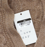 A New Day Long Sleeve Turnover Split Neck Cable Knit Pullover Sweater Brown 1X