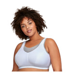 Glamorise Womens No-Bounce Camisole Elite Sports Wirefree Bra White / Gray 50D