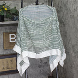Wynne Layers Chiffon Convertible Printed Border Poncho Green / Off White M/L