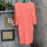 Ny Collection Petite Textured Knit Dress with 3/4 Sleeves Coral Pink PM
