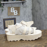 Bearpaw High Seas Platform Strappy Buckle Open Toe Sandals Bone Off White 8M