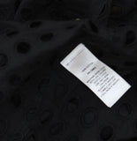 Dotti Womens Cotton Openwork Dot Cover-up Beach Shirt Roll Tab Sleeve Black S
