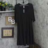 24Seven Comfort Apparel Womens Knit 3/4 Sleeve Dress Black 2X