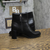 Style & Co. Chappell Block Heel Booties Faux Leather 10021794900 Black 6M