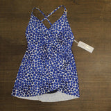 Anne Cole Swim Dress With Skirted Bottom One Piece Swimsuit Denim Dot Blue 8