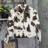Wild Fable Womens Faux Fur Jacket Coat 94672589 Light Brown Cow 2XS