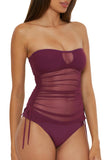Becca Womens Muse Mixed-Media Bandeau Tankini Swim Top 733557 Aubergine Purple L