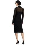 RACHEL by Rachel Roy Womens Lydie Dotted-Mesh Mock-Neck Dress Black XL