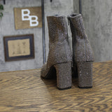A New Day Gloria Low-Shaft Heeled Rhinestone Boots 94637424 Silver Gray 5.5M