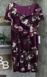 SLNY Womens Embellished Sheath Velvet Floral Print Dress Magenta Purple Multi 14