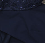 Eliza J Womens Sequined Puff-Sleeve Boat-Neck Sheath Dress EJ4M3056 Navy Blue 2