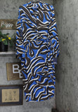 Donna Morgan Womens Long Sleeve Collared Wrap Midi Dress Blue / Black Multi 16