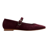 Marc Fisher Dress Flats with Square Toe and Ankle Strap Red Suede Purple 8M