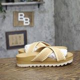 Bearpaw Carina Platform Slide Sandal 1009136951 Natural Brown 9M
