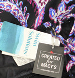 Swim Solutions Tummy Control Swim Dress One Piece Dancing Paisley Black Multi 14