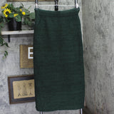 Universal Thread Drawsting Elastic Waist Knit Sweater Pencil Skirt Dark Green M