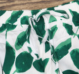 Cupshe Tropical Leaf Print Drawstring Swim Cover Up Pants Dark Green / White L