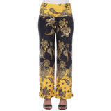 White Mark Lounge Printed High Waist Stretch Palazzo Pants Black / Gold M