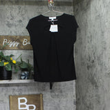 Kasper Womens Keyhole Ring Short-Sleeve Shirt Top 10924137 Black S