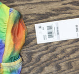 Becca ETC Womens Plus Size Watercolor-Print Tankini Swim Top Blue Multi 1X