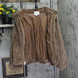 A New Day Womens Faux Fur Zip Up Jacket 94745753 Brown 2XL