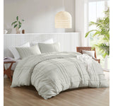 510 Design Porter Soft Wash Pleated Duvet 3-Piece Cover Set Silver Gray Queen