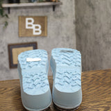 Bearpaw Platform Suede Faux Leather Open Toe Slide Sandals Tourmaline Blue 8M