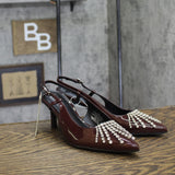 A New Day Serafina Rhinestone Strap Heels 94661786 Burgundy Red 9M