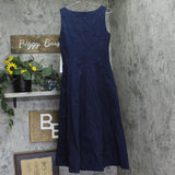 Aqua Womens Paneled A-Line V-Neck Midi Dress IDL9634 Navy Blue M