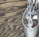Easy Street Womens Moonlight Dress Block Heel Pump Silver Satin Gray 9W