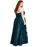 BCX Trendy Plus Size Strappy Embroidered Sleeveless Gown Emerald Green 16W