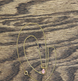 Teardrop Minimalist Pendant Necklace Gold / Pink 17"