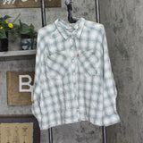Levis Size Harrison Cotton Long Bebe Plaid Button Up Shirt Dark Forest Green 1X