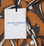 Officine Generale Button-Down Camp Shirt Rouille Iced Coffee Brown Multi XL