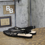 A New Day Womens London Lace Sling Back Bow Flats 94303523 Black 7M