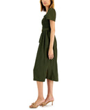 Tahari Asl Women's Smocked-Top Belted Midi Dress 2AM199-T2 Olive 10